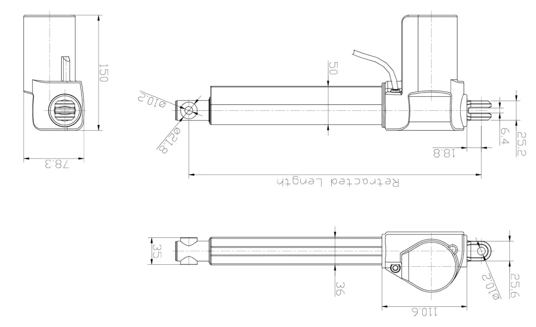 6000n Hospital Bed Electric Linear Actuator 24VDC or 12VDC