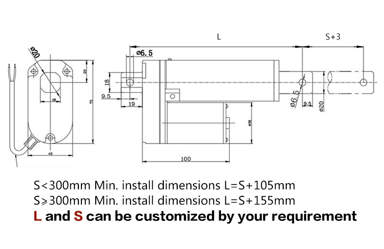 12V Furniture Lift Mechanism Electric Linear Actuator