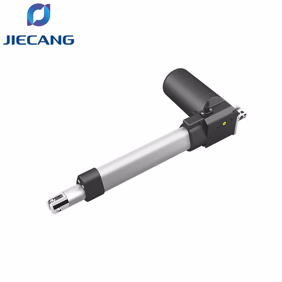 Esempio di attuatore lineare elettrico con motore DC e imballaggio per esportazione in scatola